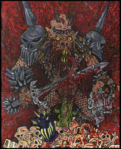 Oderus on Pile of Fucking Skulls 2007 11x14 Acrylicgoing to Jeff in Pa